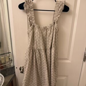 Madewell Dress in Cream and Brown Checker